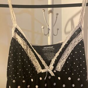 Joe Boxer Black and White Polka Dot Chemise with Lace